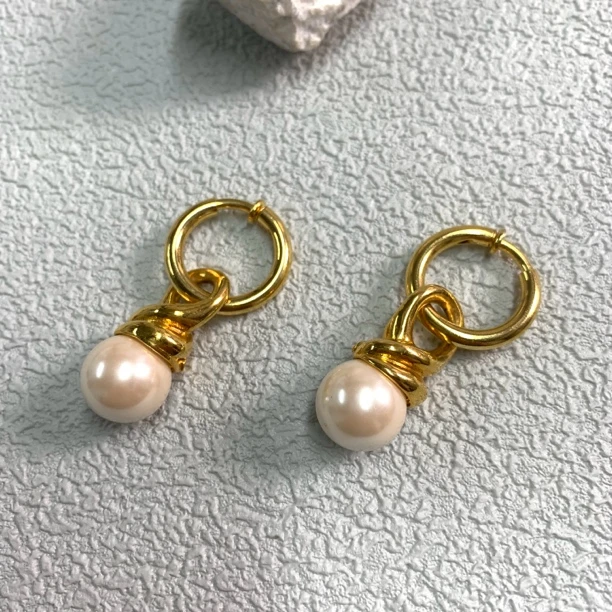 铜合金仿珍珠耳饰 【六六中古】孤品复古耳夹gm8