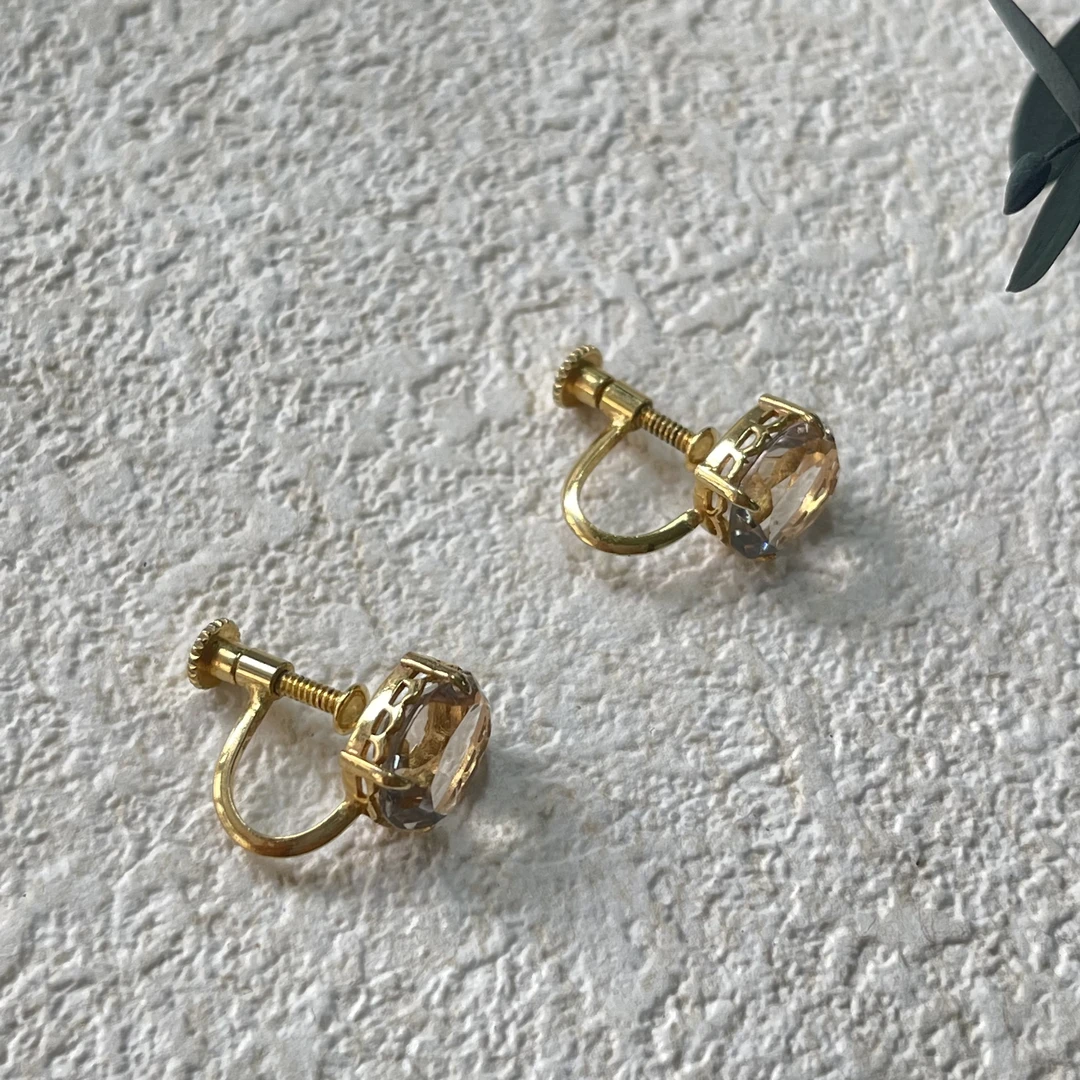 铜合金树脂耳饰 【六六中古】孤品复古耳夹ap5113