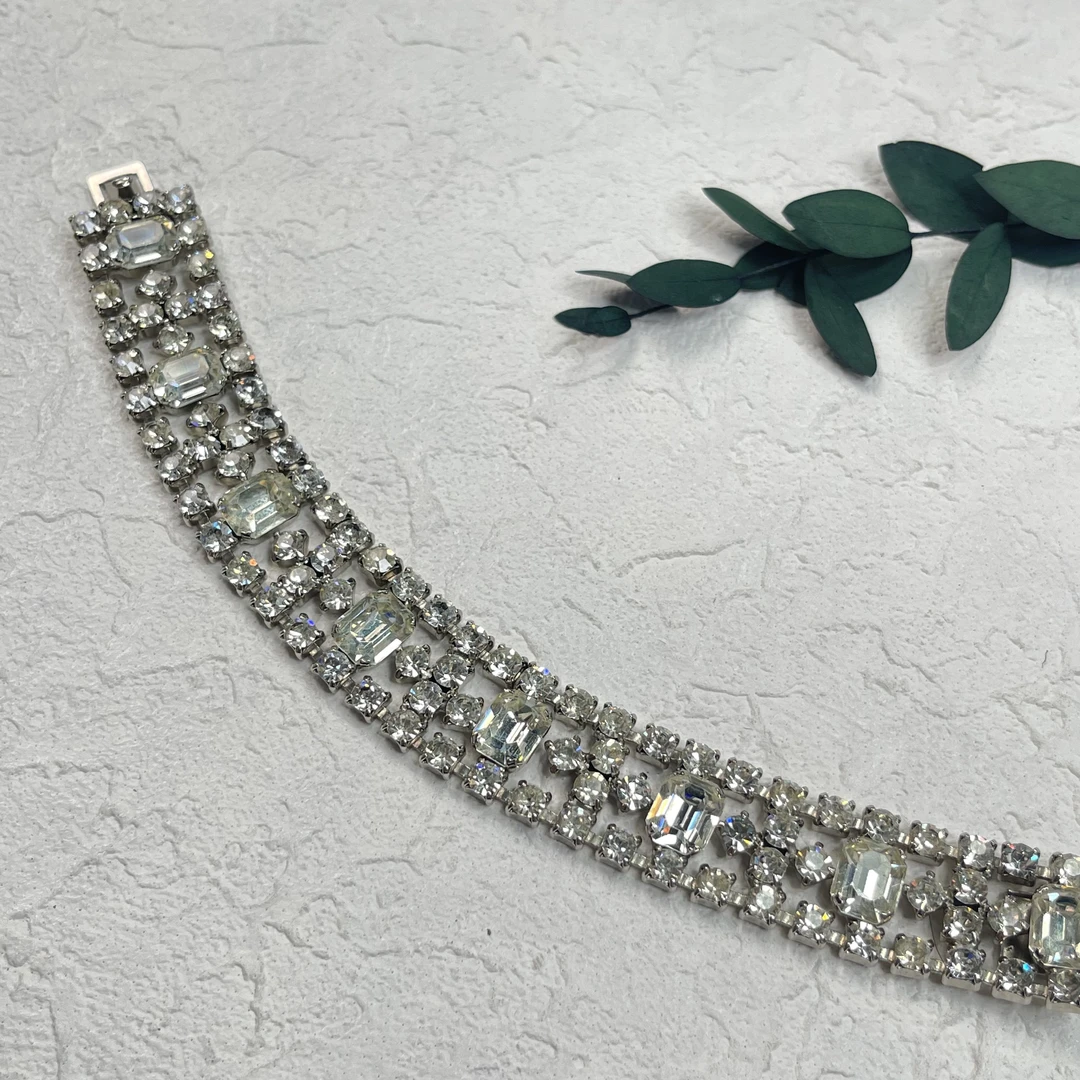 铜合金合成锆石手链 【六六中古】孤品复古手链th1391手围18