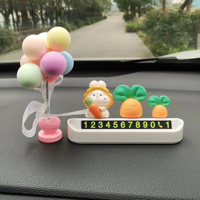 汽车临时停车号码牌创意个性可爱小兔车载挪车移车电话牌数字摆件
