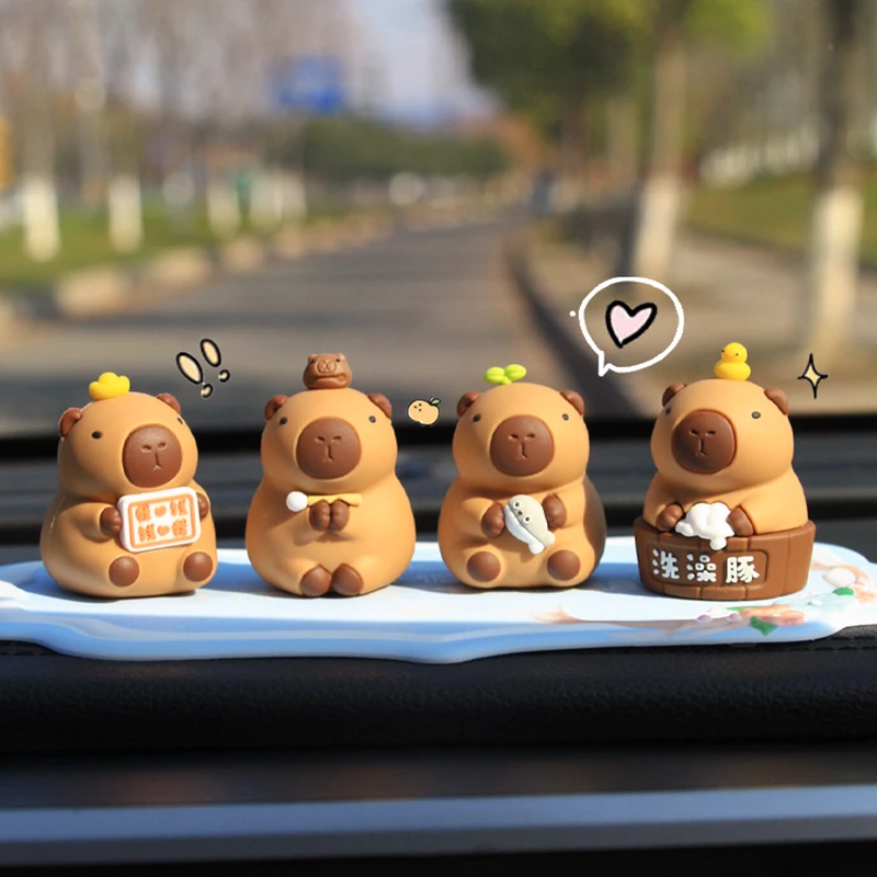 卡皮巴拉车载摆件水豚创意装饰可爱卡通女中控台汽车内饰遁入豚门