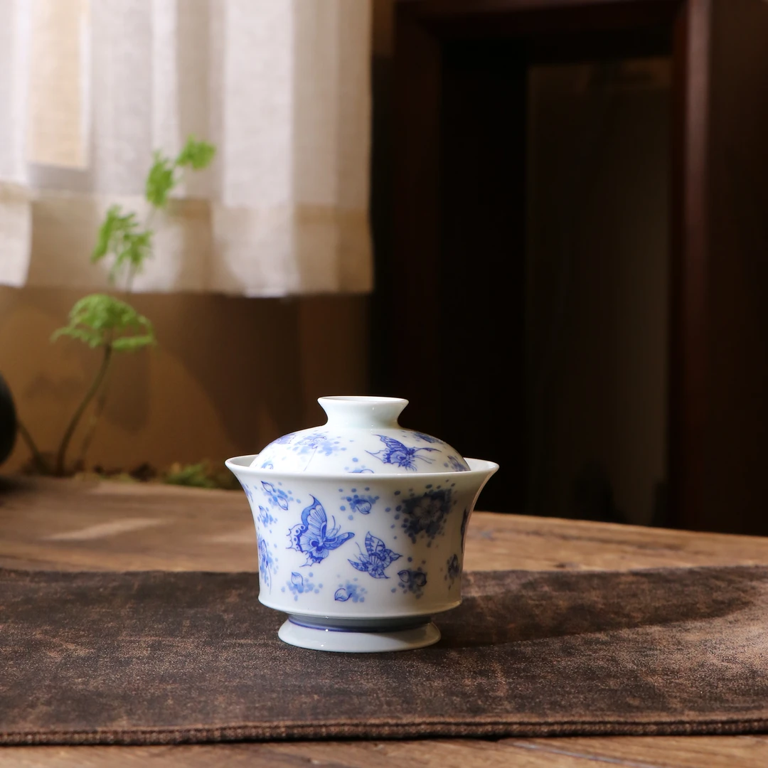 【雲梦】月造见物-蝴蝶马蹄盖碗(YZJW00025)