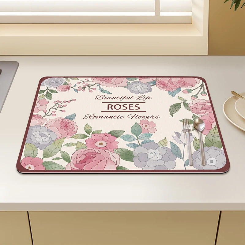 家用隔热垫防滑防水耐磨耐脏厨房沥水垫硅藻泥厨房防烫吸水餐桌垫