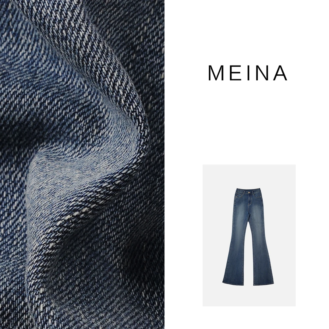 MEINA【靛蓝岛屿】秋冬2024新款高腰时尚休闲显瘦修身微喇叭牛仔裤
