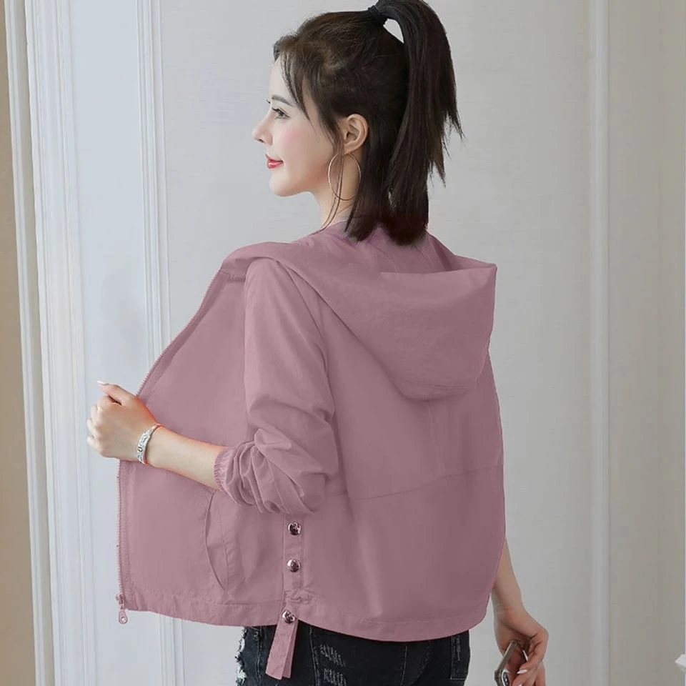 夏季新短款防晒衣女韩版宽松长袖薄外套女 上衣女外套防晒服薄款