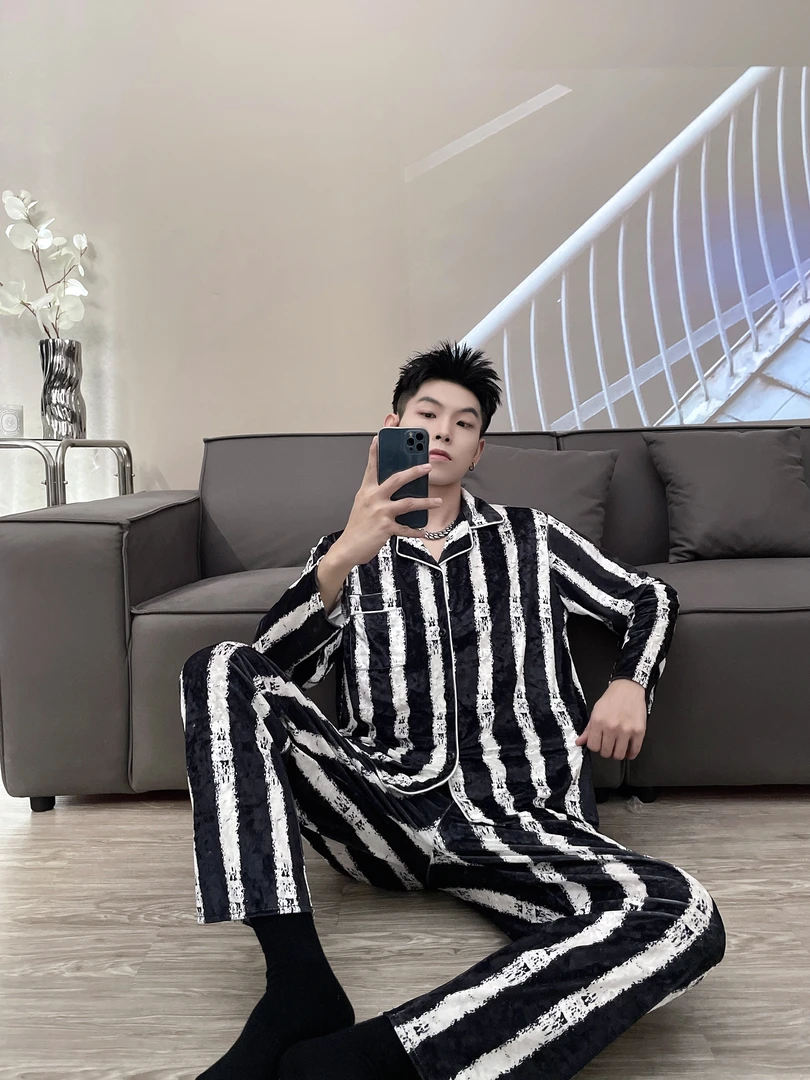 日韩系男款#金钻绒网红同款奢华舒适时尚家居服睡衣