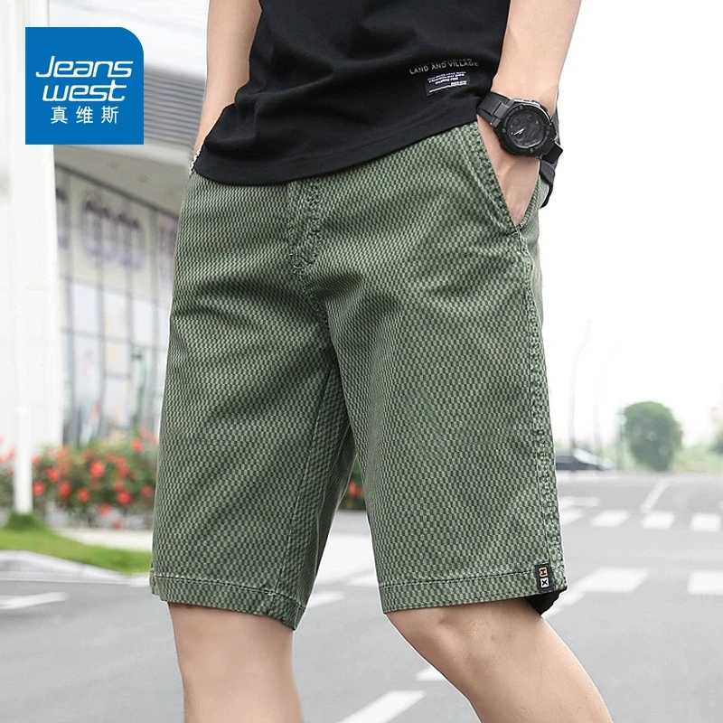 真维斯秋季厚款男士休闲短裤舒适直筒百搭五分裤潮流时尚冰氧中裤