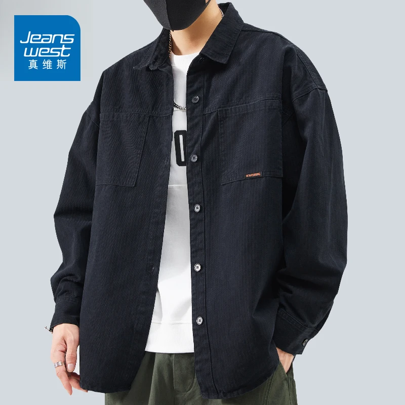 真维斯男士工装夹克男款2024新款春季休闲衬衫领潮牌春秋潮流外套