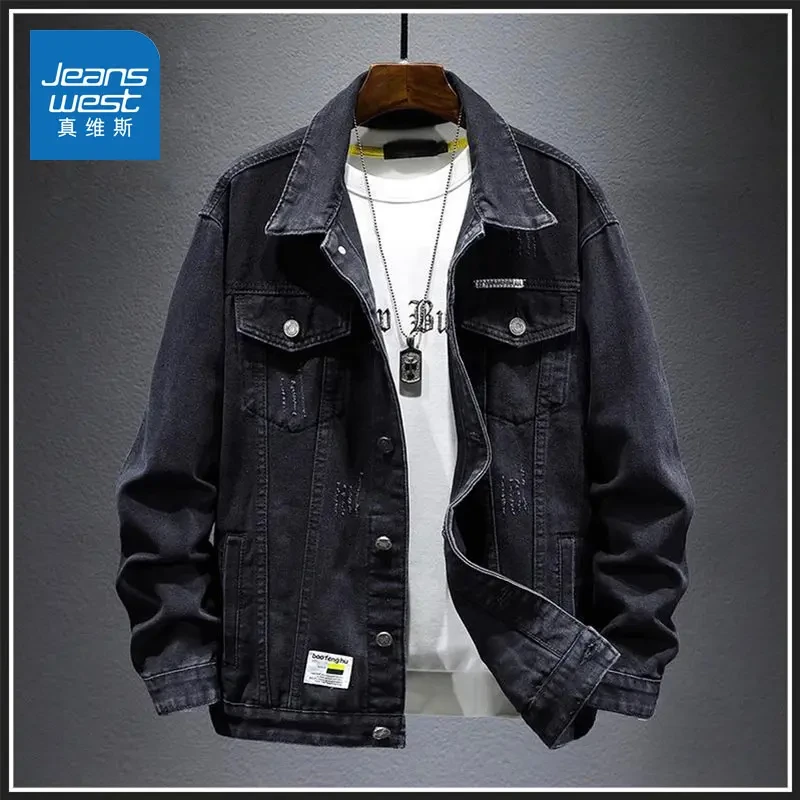 Jeanswest/真维斯牛仔外套男2025早秋季新款潮牌百搭休闲工装夹克