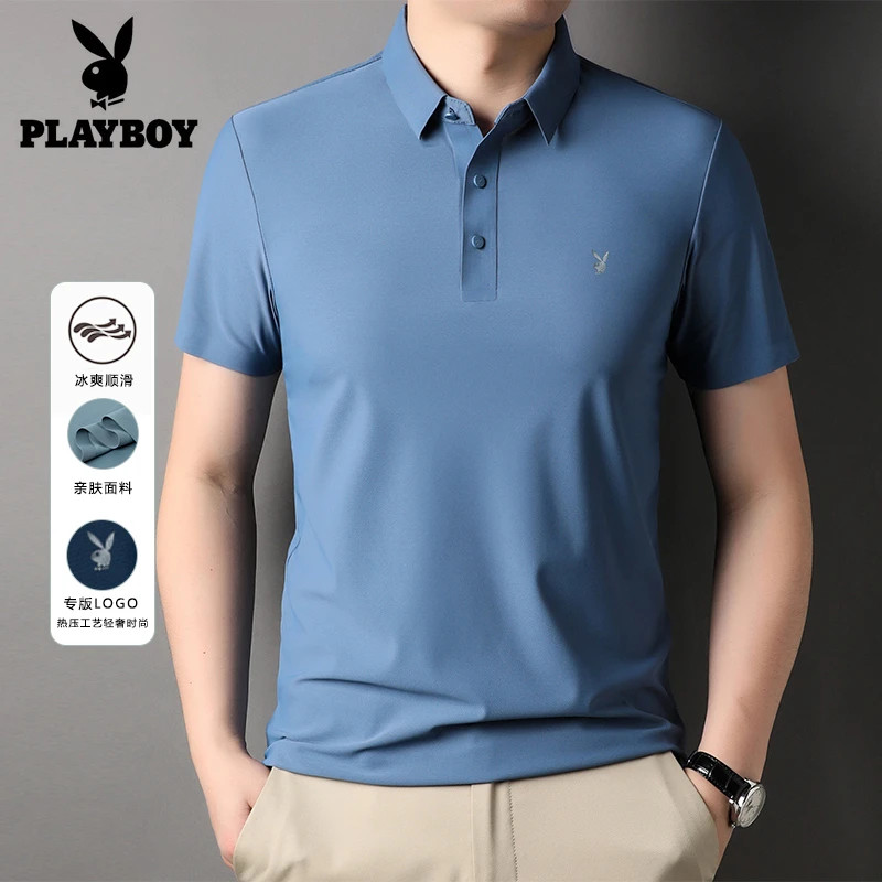 PLAYBOYESTABLISHED1953夏季薄款男士时尚POLO衫商务翻领休闲短袖