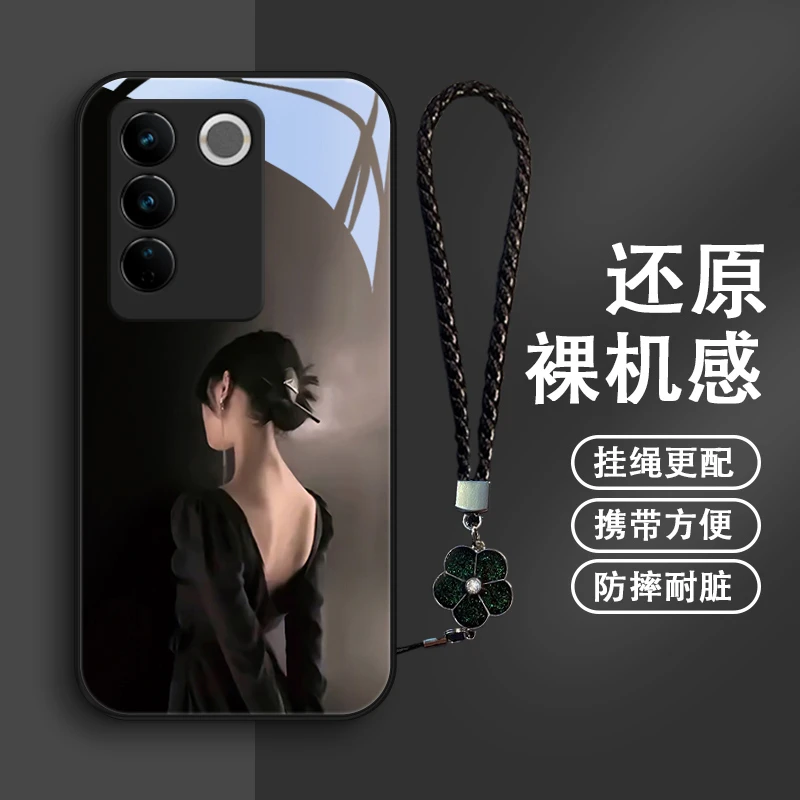 那个女孩适用vivos16手机壳S16pro玻璃vivos16e女款网红保护套情