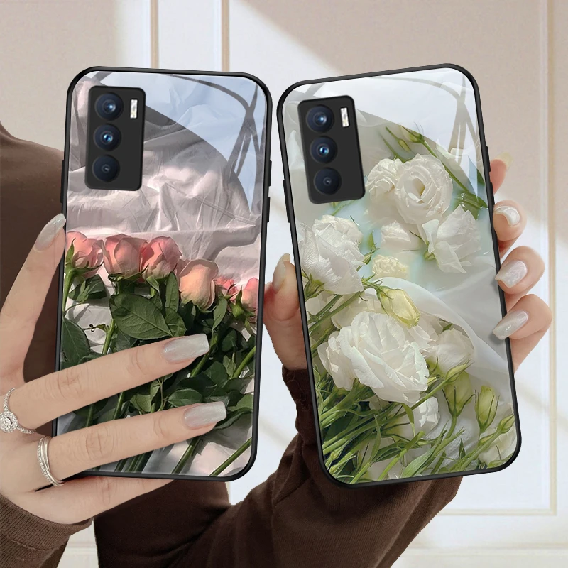 恬静花iqooneo5s手机壳neo5se玻璃壳neo5高级女款活力版硅胶全包