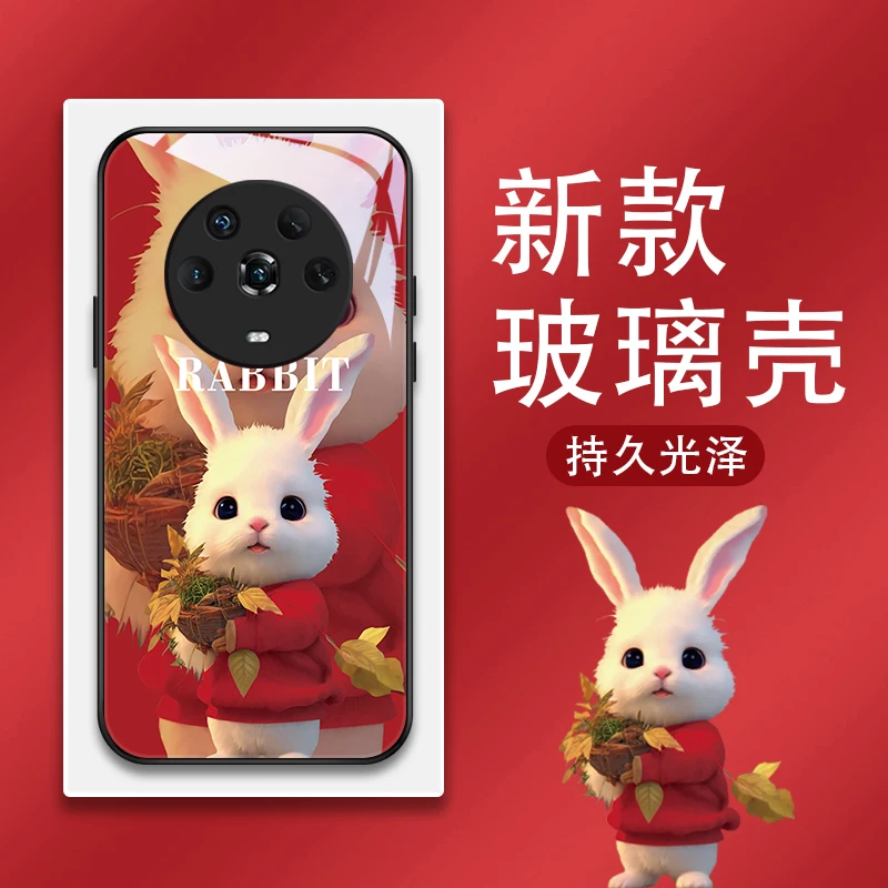 灵巧小兔适用华为荣耀magic4pro手机壳magic4玻璃壳magic3/3pro女