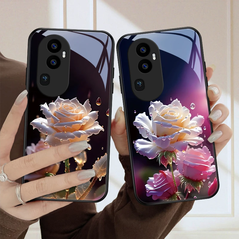 盛开花朵适用opporeno10手机壳Reno10pro保护套全包防摔散热玻璃