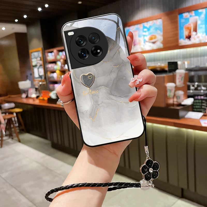 双重爱心适用一加Ace3pro手机壳Ace3pro玻璃壳保护套防摔散热个性