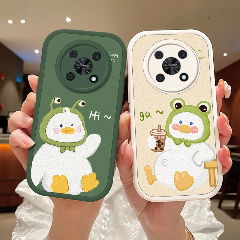 超萌鸭适用华为畅享50pro手机壳畅享50pro保护套硅胶防摔小羊皮镜