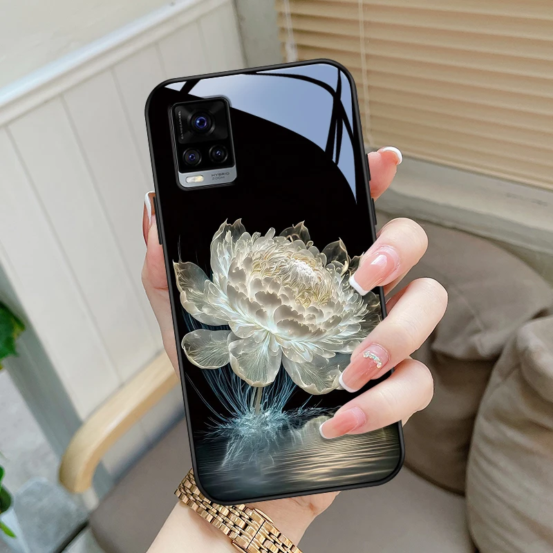 水晶莲花适用vivos7手机壳s7e玻璃s7t女款散热s6个性s5创意全包s1