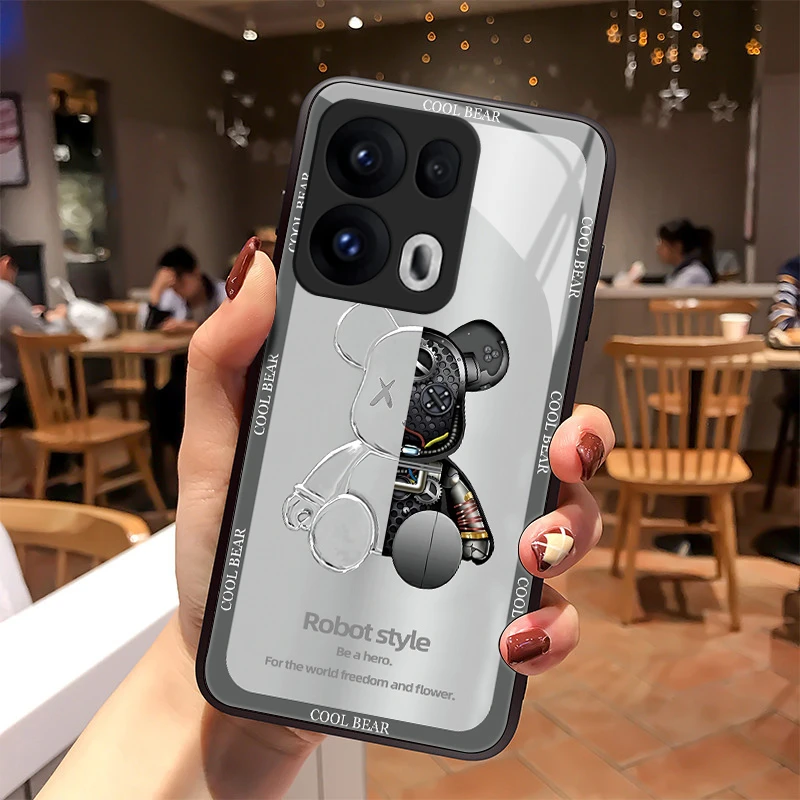 机械小熊适用OPPOReno13手机壳镜面Reno13pro玻璃散热质感女款男