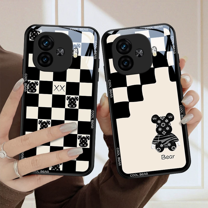 棋格潮熊适用iqooZ9Turbo手机壳男女款全包镜头防摔散热时尚超火