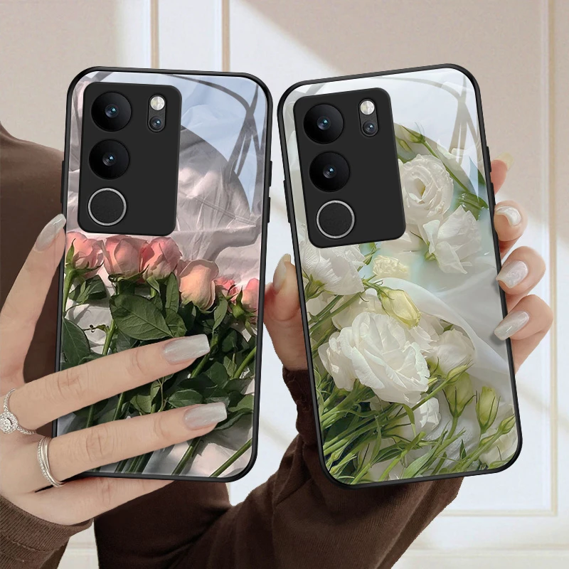 恬静花适用vivoS17pro手机壳vivoS17玻璃网红新款高级全包防摔散