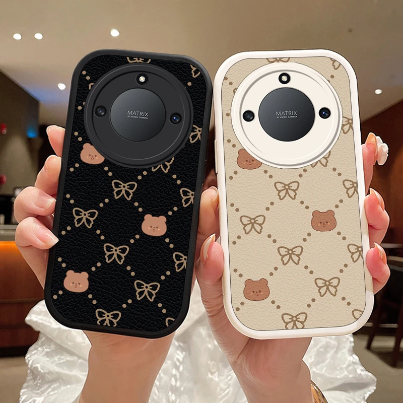 迷你熊适用华为荣耀X40手机壳荣耀x40小羊皮保护套全包镜头新款防