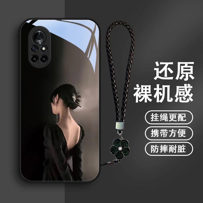 那个女孩适用华为nova8pro手机壳nova8玻璃保护套时尚女款个性挂