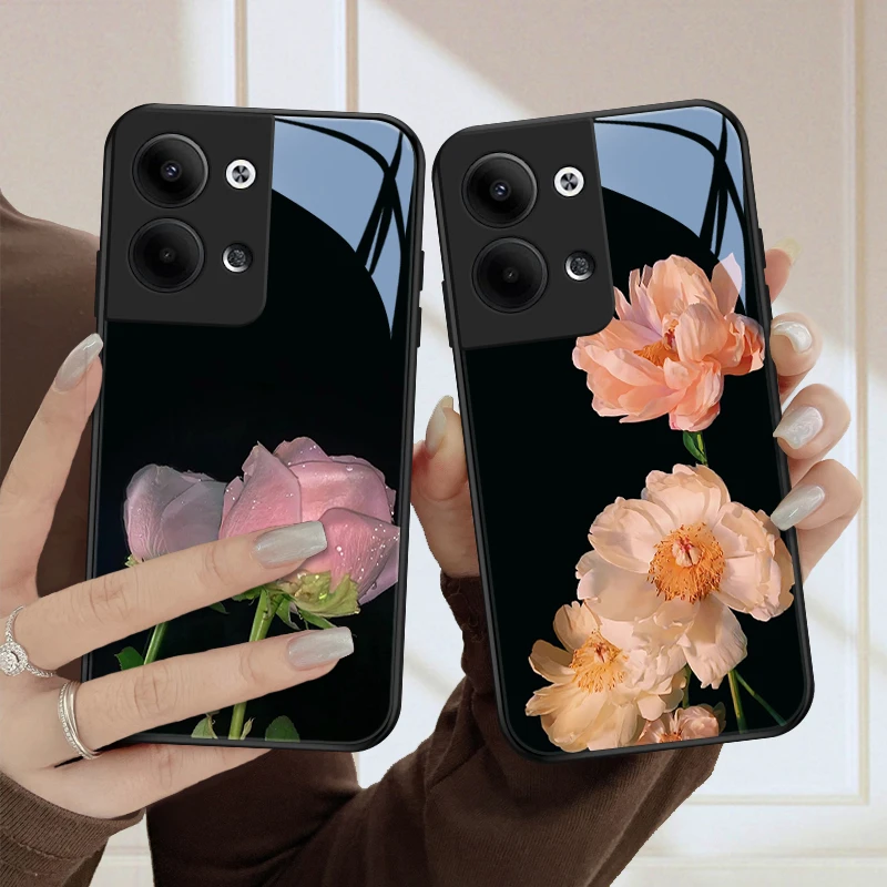 幽香花适用opporeno9手机壳Reno9pro玻璃壳优美女款质感reno9pro+