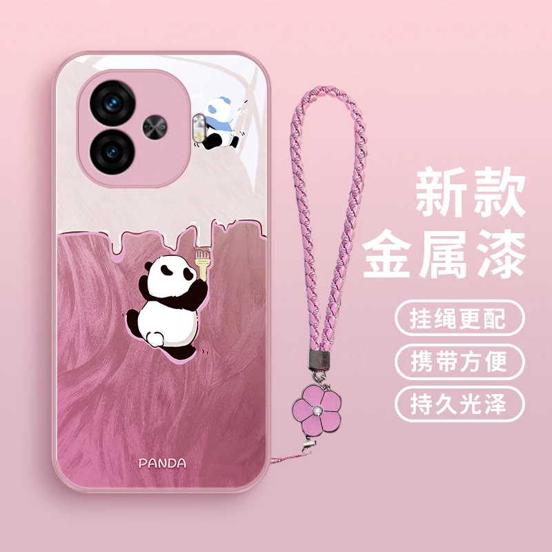 羽纱熊猫适用iQOOZ9Turbo手机壳vivoIQOOZ9/Z9x玻璃女款潮流保护