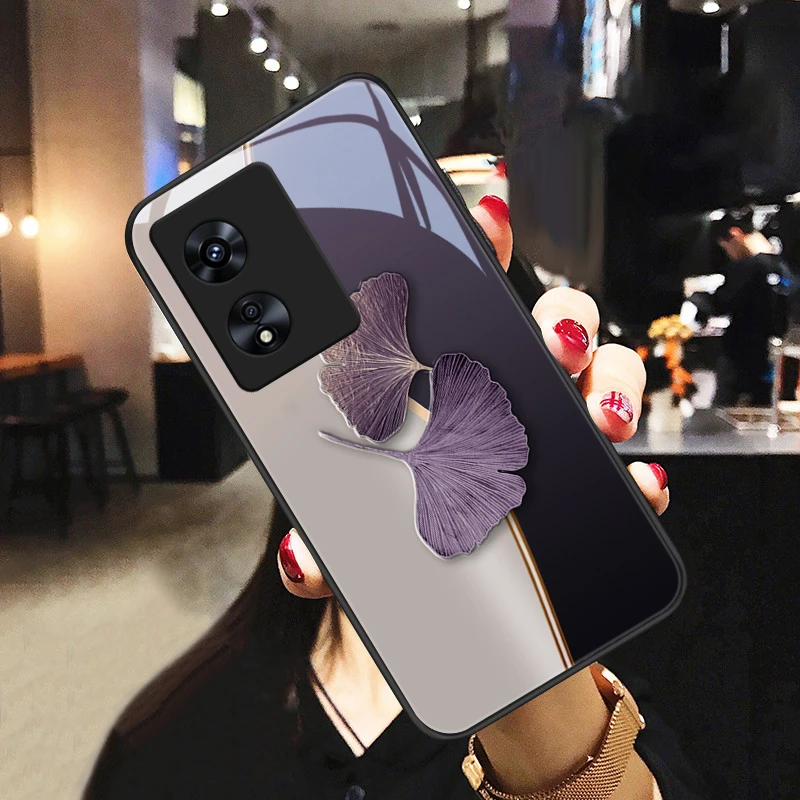 暗紫杏叶适用oppoa97手机壳A96创意a95个性a93新款a93s网红a92s保
