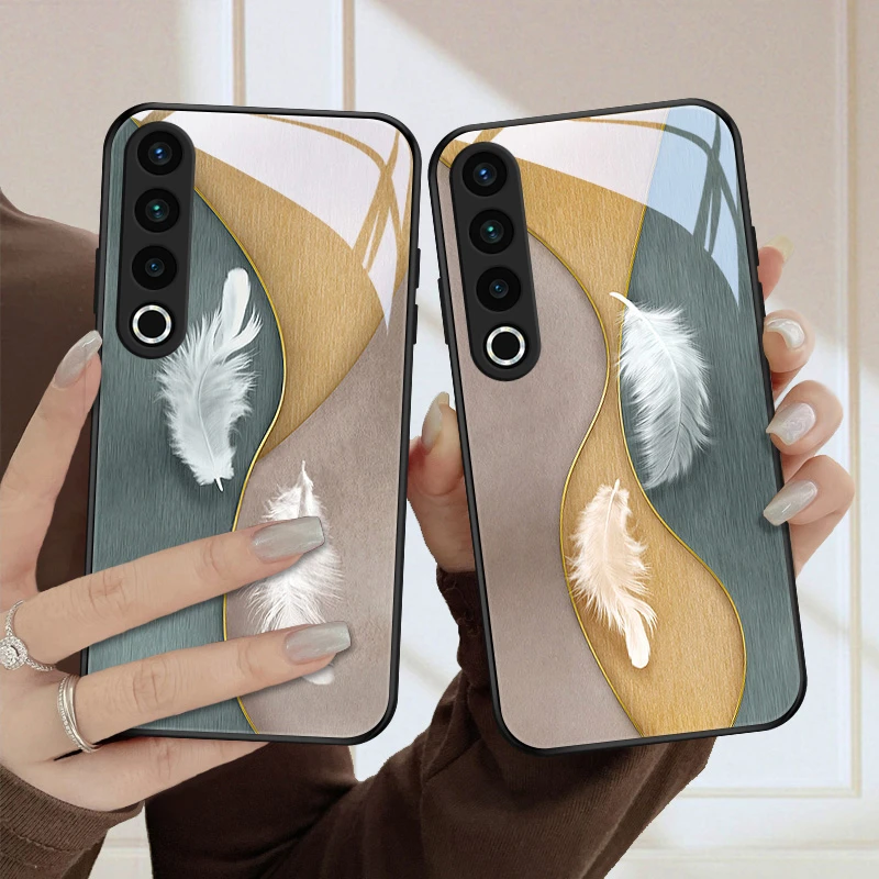 羽毛画适用魅族20pro手机壳魅族20玻璃壳Meizu20保护套高级感限量