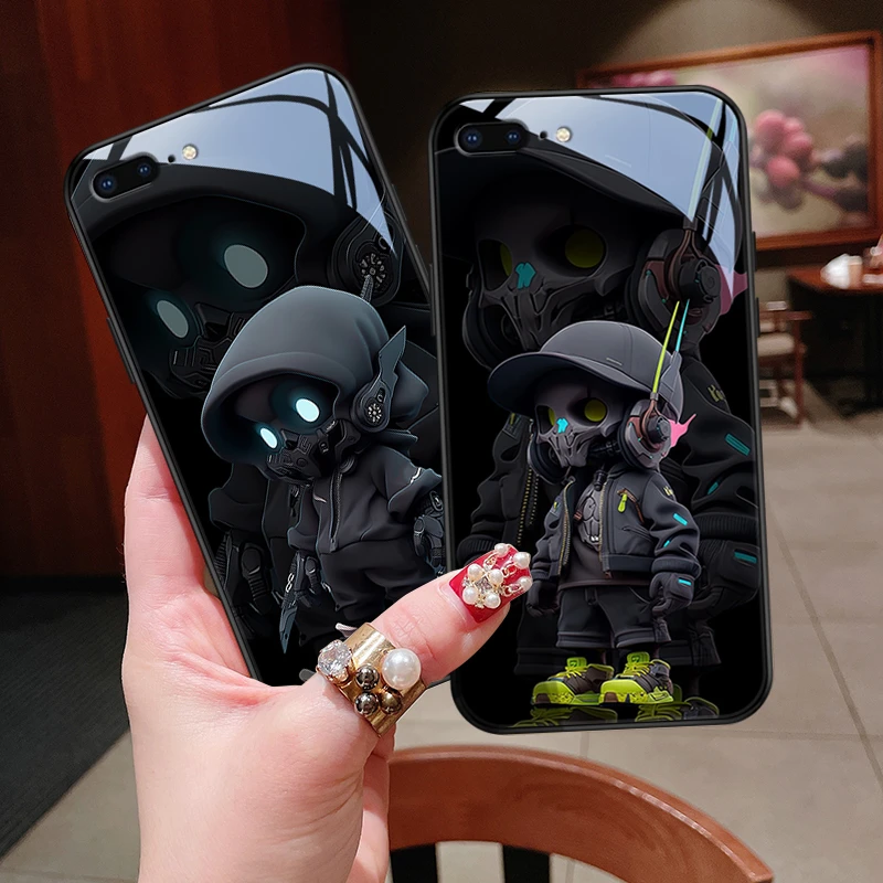 冷酷卡通适用苹果7plus手机壳iphone7玻璃壳8plus7/6/6splus男生