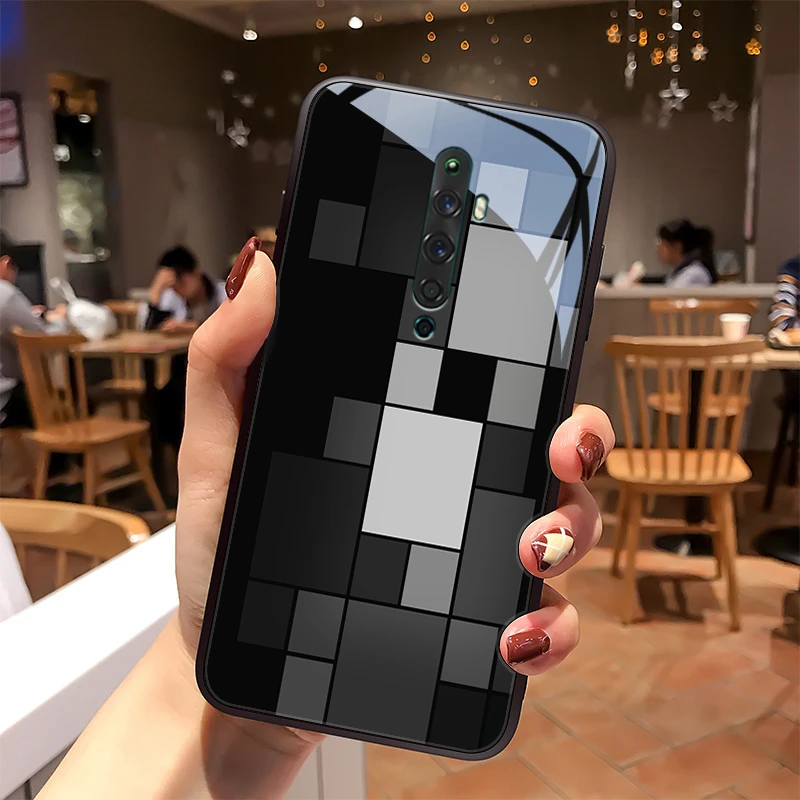 高级灰opporeno2手机壳Reno2Z情侣镜面oppoace2保护套玻璃质感男