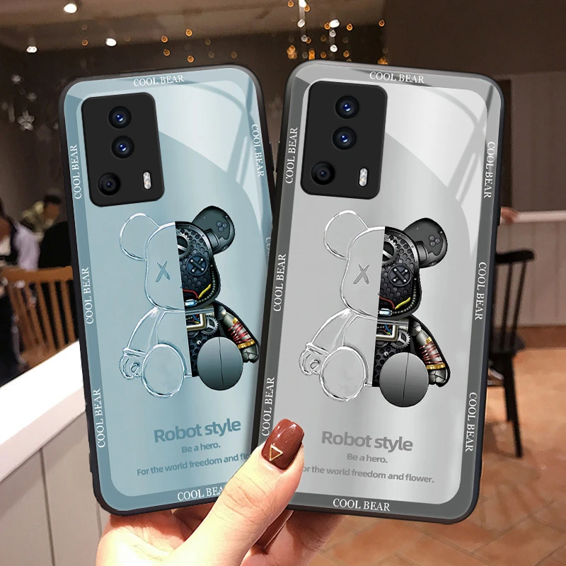 机械小熊适用小米Civi2手机壳civi2玻璃质感女款男生硅胶全包防摔