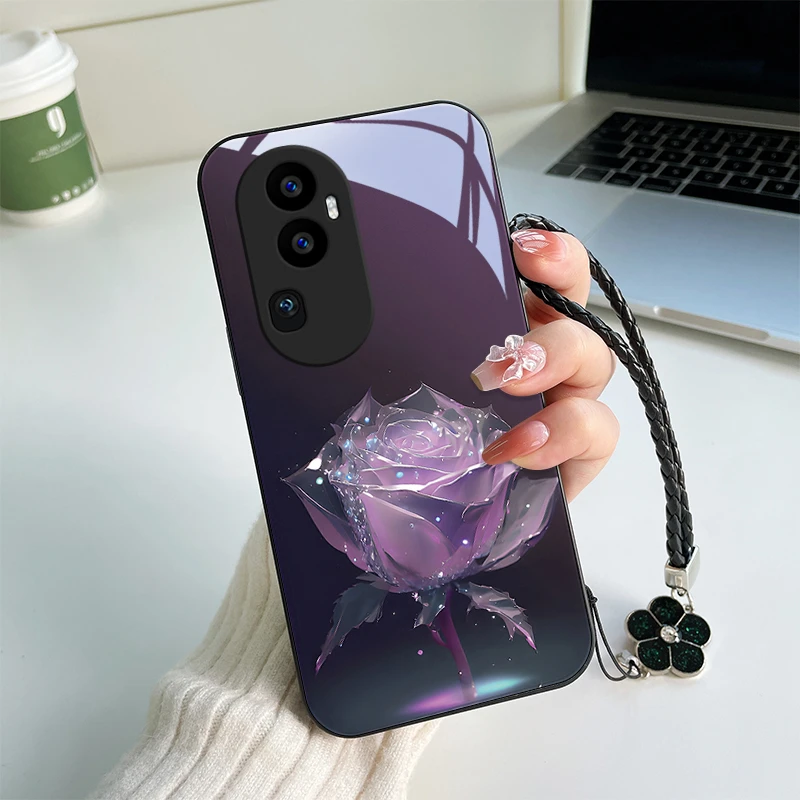 繁星玫瑰适用opporeno10手机壳限量版Reno10pro保护套玻璃爆款挂