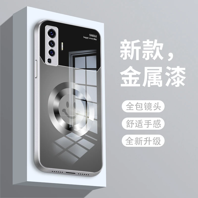 圆环微笑适用vivox50手机壳X50pro玻璃vivox30曲屏版男士vivox27