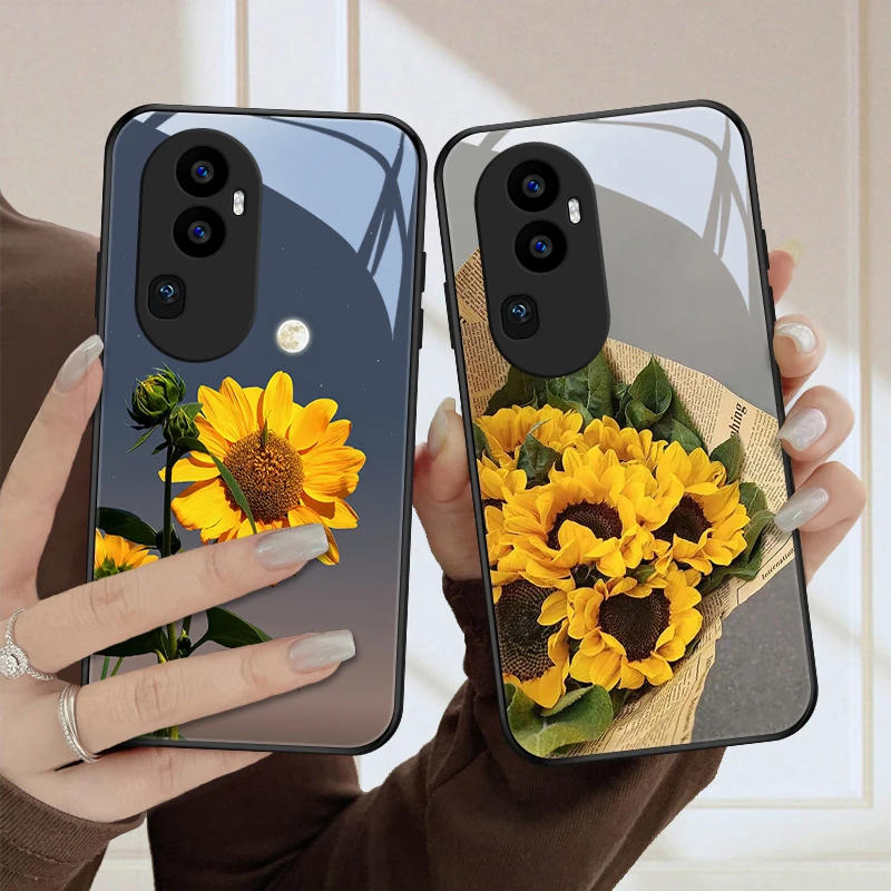 向日葵适用opporeno10手机壳Reno10pro玻璃网红款爆款外壳全包限