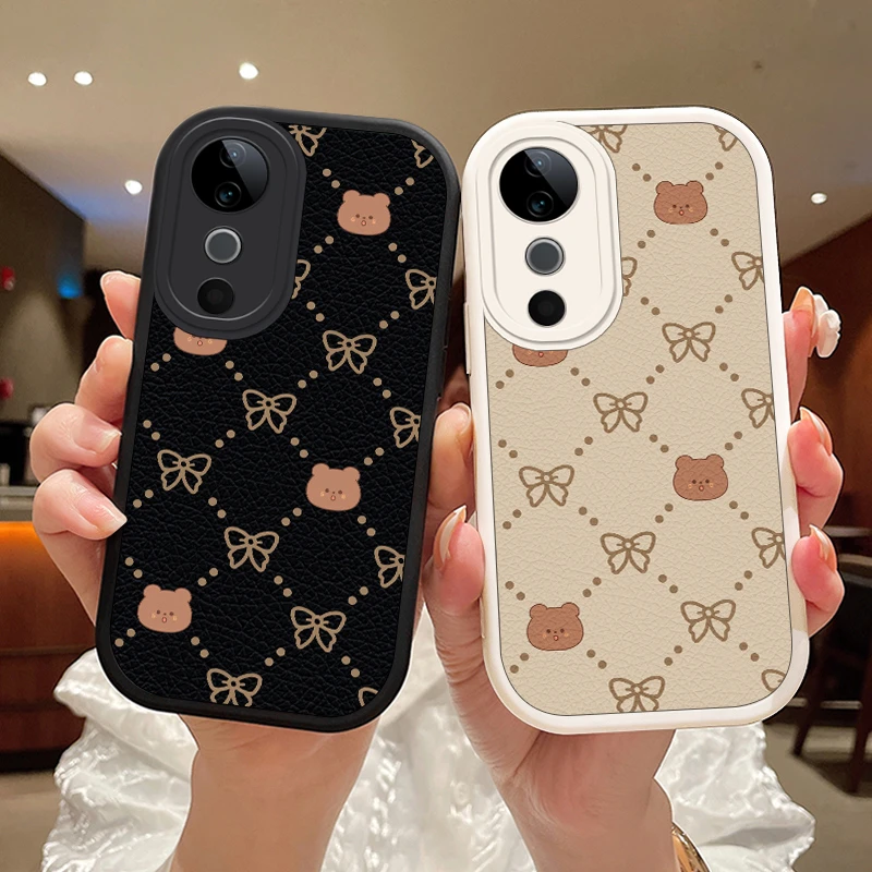 迷你熊适用vivoS19Pro手机壳vivoS19保护套女款卡通情侣小羊皮硅