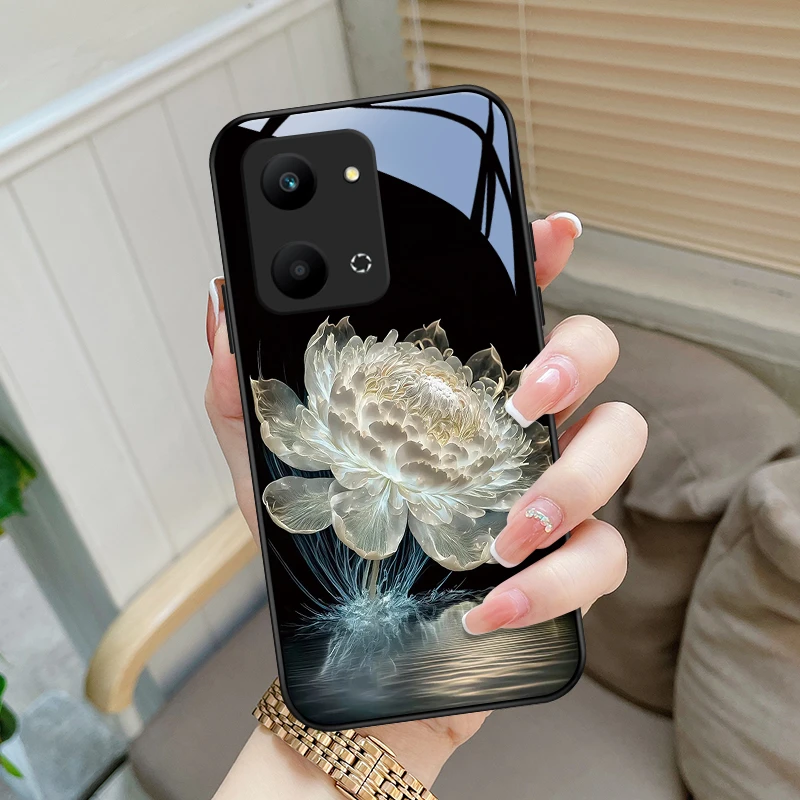 水晶莲花适用华为荣耀Play7Tpro手机壳honor玻璃play7T/6Tpro/6T