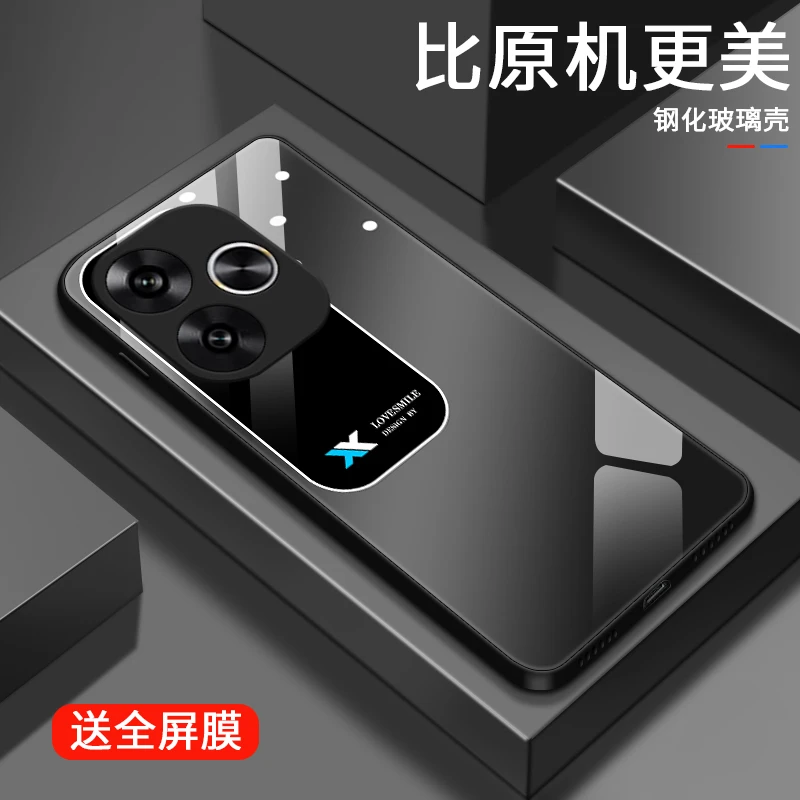 方块视窗适用小米红米Turbo3玻璃新款限量全包防摔网红款高级流行