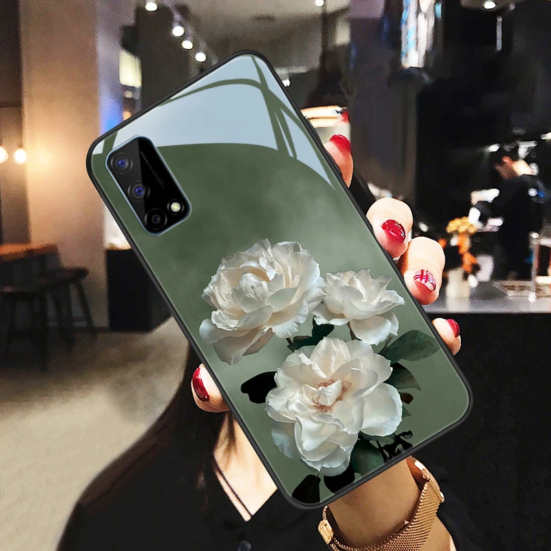 清香花适用oppo真我Q2手机壳realmeq2pro玻璃壳realmeQ2i保护套优