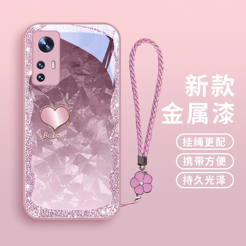 琉闪爱心适用小米12手机壳12s玻璃壳12x女款挂绳12pro个性12spro