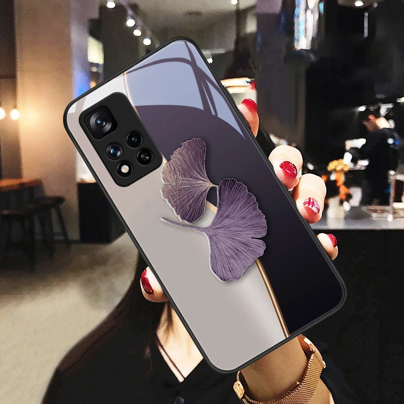 暗紫杏叶适用小米红米note11pro手机壳红米note11女款创意网红保