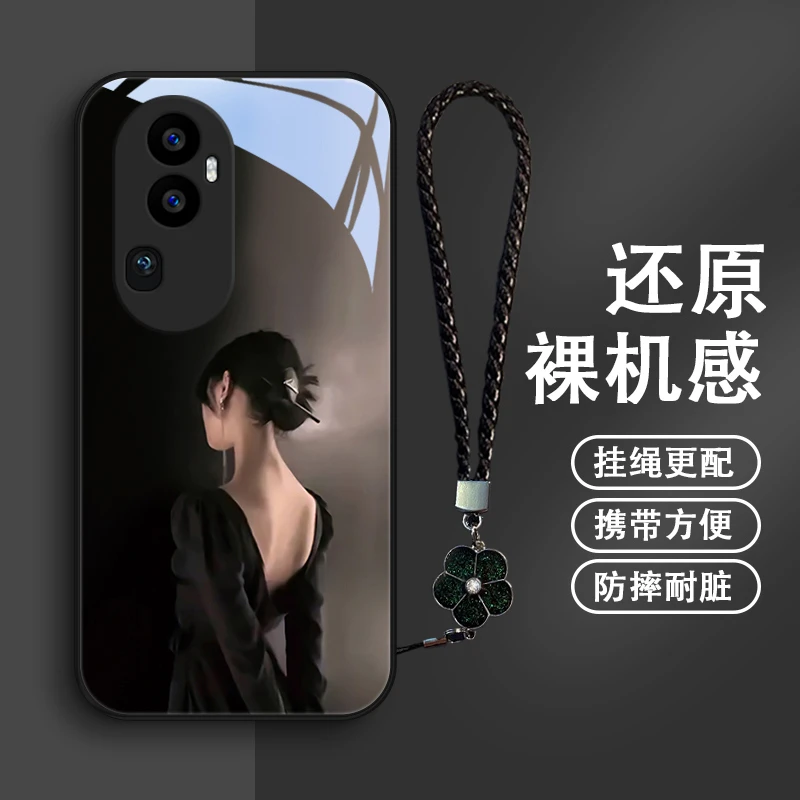 那个女孩适用opporeno10/10pro手机壳Reno11/11pro玻璃保护套女款