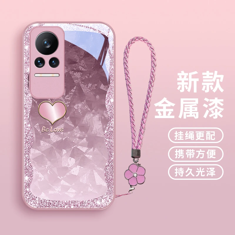 琉闪爱心适用小米civi手机壳Civi3玻璃壳Mi女款挂绳小米mix4创意