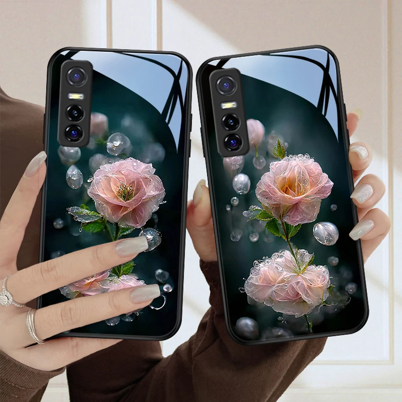 水润花vivoy73s手机壳vivoY70s玻璃壳y51s全包防摔硅胶y70t保护套