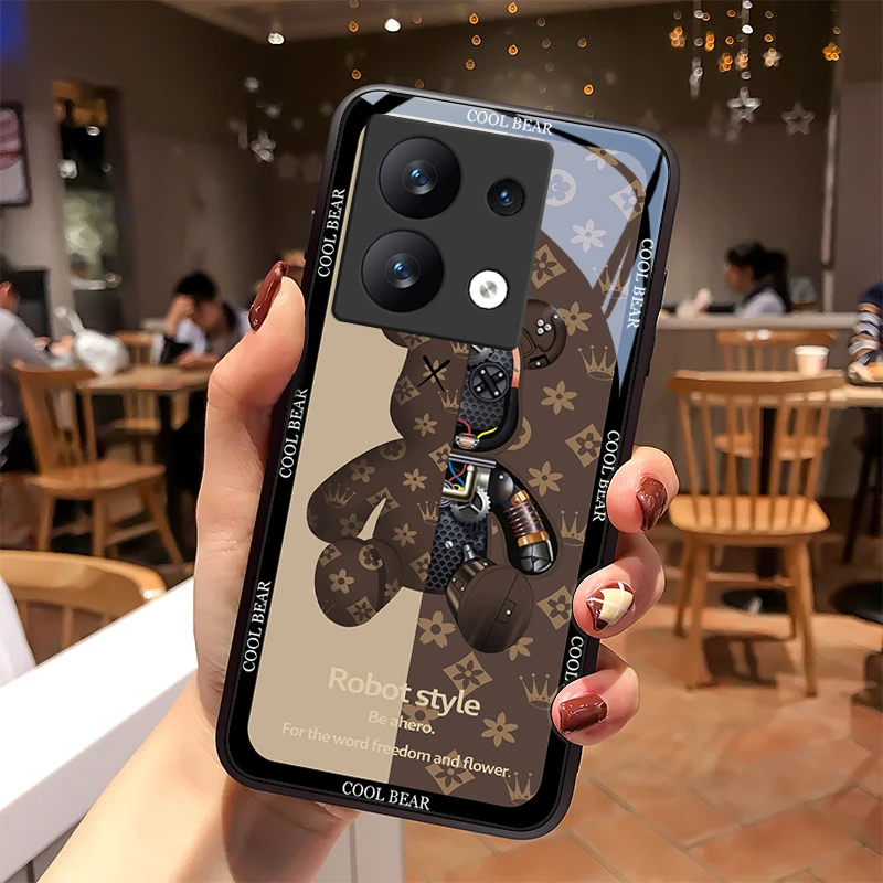 潮牌小熊适用红米note13手机壳红米note13pro+玻璃散热质感女款男