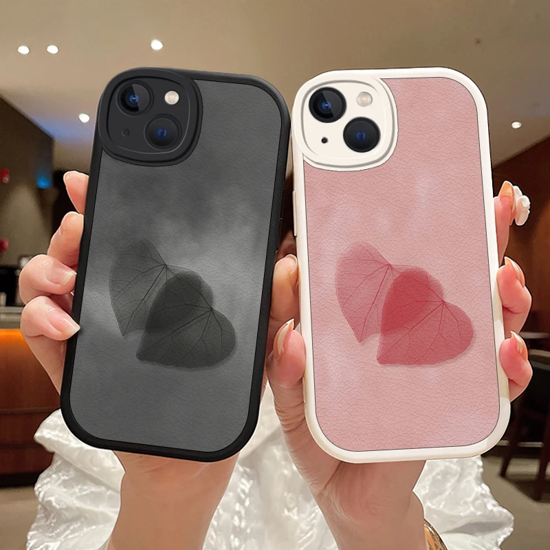 心相印适用iPhone15pro手机壳苹果15个性散热5G小羊皮15plus女款