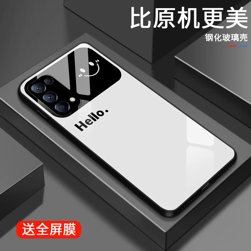 视窗微笑适用opporeno5手机壳Reno5pro玻璃壳reno5pro+男生流行5k