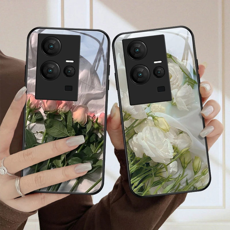 恬静花适用vivoiqoo11s手机壳IQOO11S玻璃网红新款高级全包防摔散