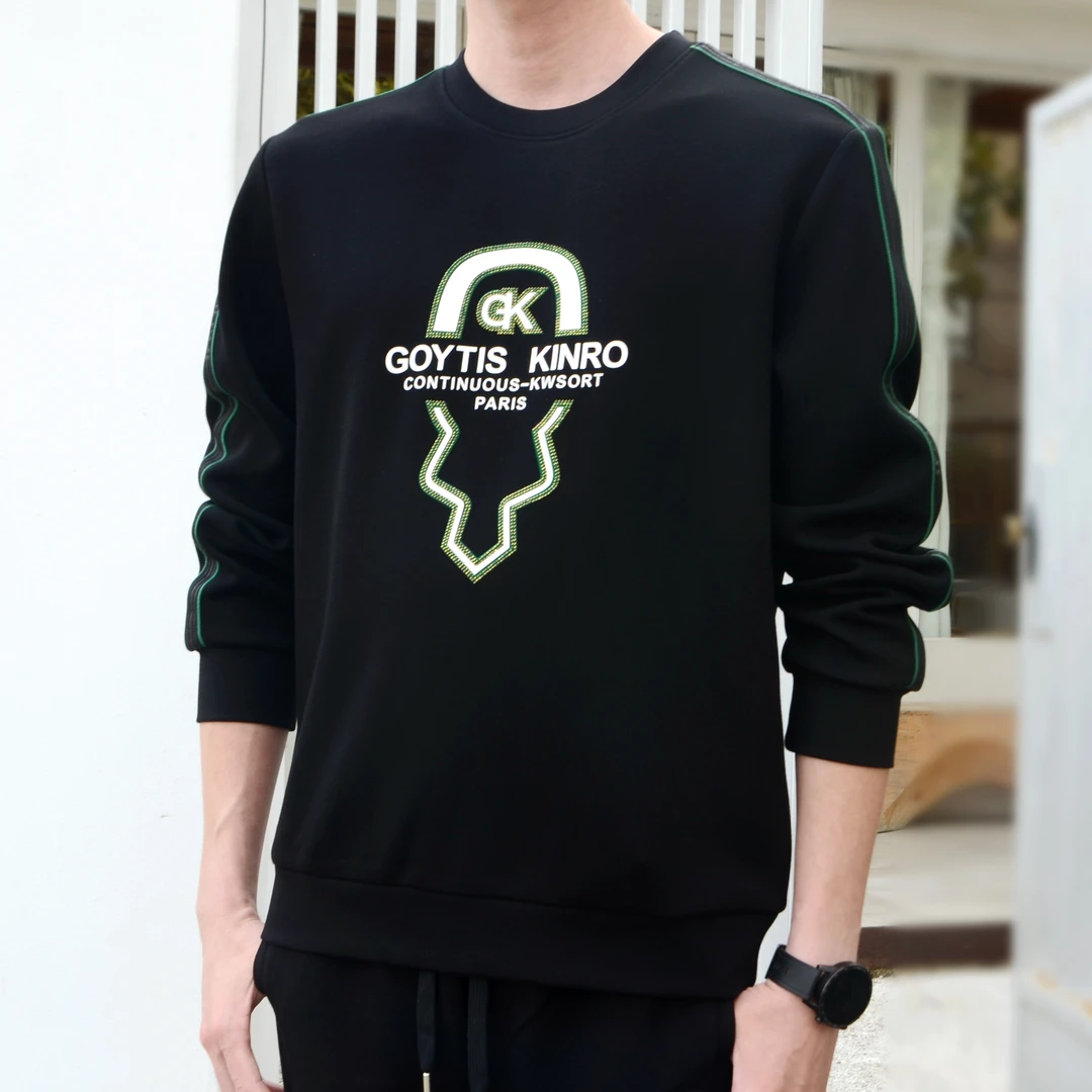 冬季加绒加厚欧货潮流圆领时尚休闲宽松长袖上衣时尚绿冬款卫衣